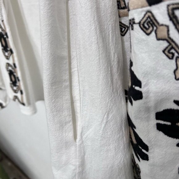 Anthropologie RD + Koko Shirt Jacket Cream Black Tie Front Embroidered Boho Sz M - Picture 8 of 12